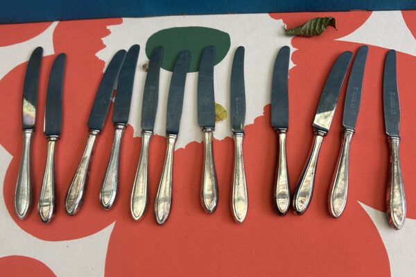 12 x verzilverd fruitmesje Keltum Posthoorn 1951 p-2