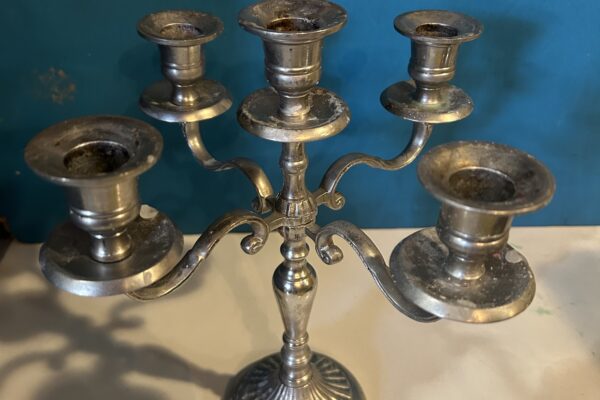 vijf-armige kandelaar van silver plate