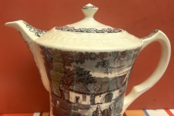 Grote koffiepot Societe Ceramique zwart decor Boerenhoeve