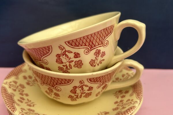 Theekop met schotel Mason's decor ‘Chenille' rood