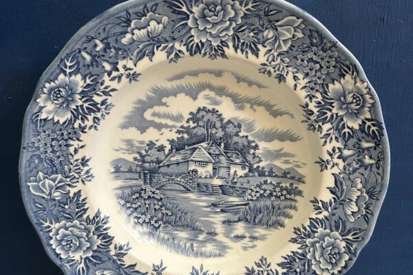 Diep bord Salem met decor Colonial Village blauw