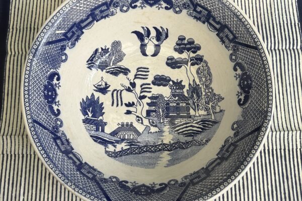 Ronde schaal met decor Willow blauw