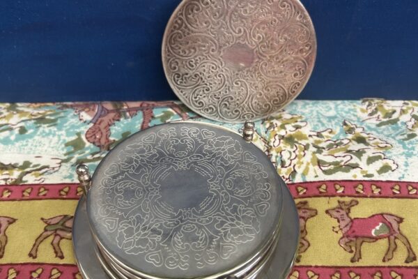 Setje met 6 plated onderzetters E.P.C.S. made in England