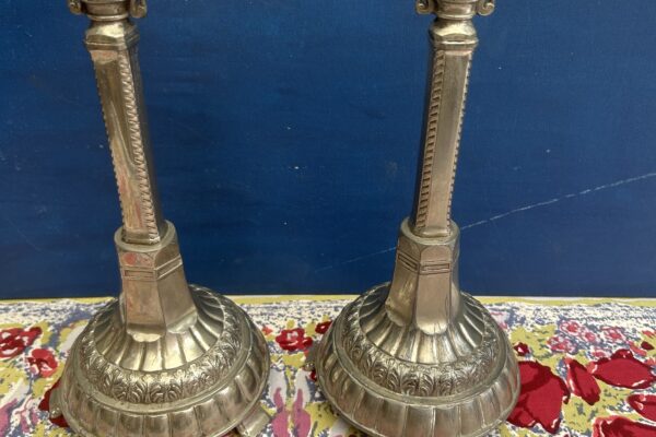 Art deco kandelaar plated, met veel versiering
