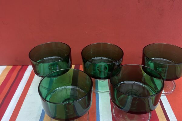 5 x toetjes glas op voet, groen